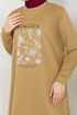 Writing Printed Tunic 787OZR1047-M Latte - Thumbnail