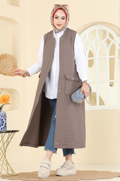 T.R.T. - Yakası Garnili Kapitone Yelek 1980TRT545-MS Koyu Vizyon - 412455