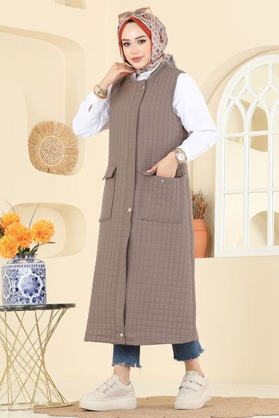 T.R.T. - Yakası Garnili Kapitone Yelek 1980TRT545-MS Koyu Vizyon - 412456