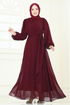 Yandan Bağcıklı Abiye Elbise 6226BSK463-MS Bordo - Thumbnail