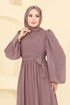 Yandan Bağlamalı Şifon Abiye 8110AB368-MS Pudra Vizyon - Thumbnail