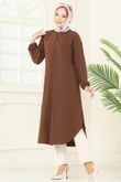 P.R.M. - Yandan Yırtmaçlı Terikoton Tunik 4109PM271-MS Kahve