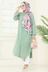 Yandan Yırtmaçlı Terikoton Tunik 4109PM271-MS Mint - Thumbnail