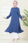 F.O.N. - Yandan Yırtmaçlı Tesettür Takım 1994FON792-MS İndigo