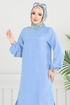 Yandan Yırtmaçlı Tesettür Tunik 3123HBS932-M Bebe Mavisi - Thumbnail