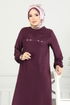 Yandan Yırtmaçlı Tesettür Tunik 3123HBS932-M Mürdüm - Thumbnail