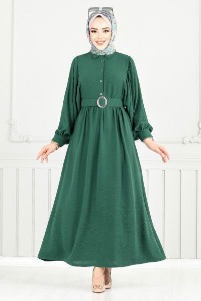 MRV H.B.S. - Yarım Düğmeli Aerobin Elbise 3071HBS932-M Zümrüt