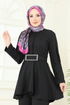 Yarım Düğmeli Sofia Takım 3118HBS856-MS Siyah - Thumbnail