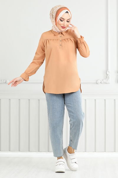 MRV E.V.O. - Yarım Düğmeli Tunik 402EVO1065-M Latte