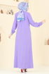 Yarım Fermuarlı Elbise 9021S324-MS Lila - Thumbnail