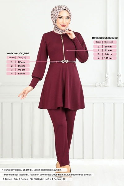 MRV Z.N.K. - Yarım Fermuarlı Takım 5705ZNK903-M Bordo