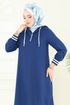 Yarım Fermuarlı Tesettür Tunik 399DVL817-MS İndigo - Thumbnail