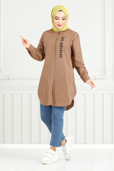 MRV E.V.O. - Yazı Baskılı Tunik 404EVO1065-M Kahve
