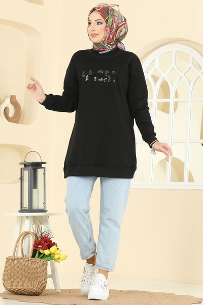 T.E.G. - Yazı Detaylı Üç İplik Tunik 5279TEG847-MS Siyah - 409429