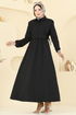 Yelekli Terikoton Elbise Takım 3059KTR750-MS Siyah - Thumbnail