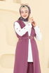Yelekli Üçlü Tesettür Takım 2660SL432-MS Gül Kurusu&Ekru - Thumbnail