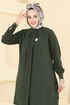 Yırtmaç Düğmeli Tesettür Takım 3100HBS856-MS Haki - Thumbnail