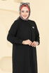 Yırtmaç Düğmeli Tesettür Takım 3100HBS856-MS Siyah - Thumbnail