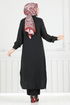 Yırtmaçlı Tesettür Takım 408DVL897-M Siyah - Thumbnail