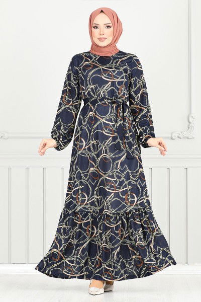 MRV P.M. - Zincir Desenli Elbise 4086PM1063-M Laci