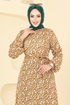 Zincir Desenli Elbise 4086PM1063-M Taba - Thumbnail