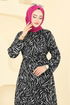 Zincir Desenli Helen Elbise 4086PM271-MS Desen1 Zebra&Siyah - Thumbnail