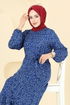Zincir Desenli Helen Elbise 4086PM271-MS İndigo - Thumbnail