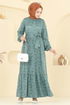 Zincir Desenli Helen Elbise 4086PM271-MS Mint - Thumbnail