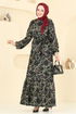 Zincir Desenli Helen Elbise 4086PM271-MS Siyah - Thumbnail