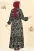 Zincir Desenli Helen Elbise 4086PM271-MS Siyah - Thumbnail