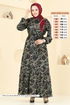 Zincir Desenli Helen Elbise 4086PM271-MS Siyah - Thumbnail