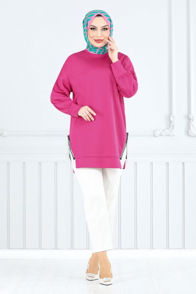 MRV A.Y.D. - Zincir Detaylı Tunik 7220AYD969-M Fuşya