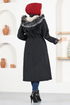 Zippered Coat Black EMO7015 - Thumbnail