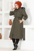 Zippered Coat Khaki EMO7015 - Thumbnail