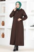 Zippered Coat MSL2044 Brown - Thumbnail