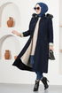 Zippered Coat Navy blue EMO7015 - Thumbnail