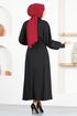 Zippered Knitwear Dress END5556 Black - Thumbnail