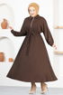 Zippered Knitwear Dress END5556 Brown - Thumbnail