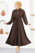 Zippered Knitwear Dress END5556 Brown - Thumbnail