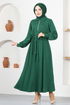 Zippered Knitwear Dress END5556 Emerald - Thumbnail