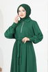 Zippered Knitwear Dress END5556 Emerald - Thumbnail