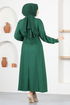 Zippered Knitwear Dress END5556 Emerald - Thumbnail