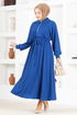 Zippered Knitwear Dress END5556 Indigo - Thumbnail