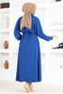 Zippered Knitwear Dress END5556 Indigo - Thumbnail