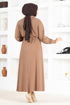 Zippered Knitwear Dress END5556 Mink - Thumbnail