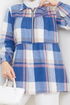 Zippered Plaid Tunic Blue EFS1931 - Thumbnail