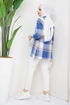 Zippered Plaid Tunic Blue EFS1931 - Thumbnail