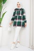 Zippered Plaid Tunic Emerald EFS1931 - Thumbnail