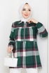 Zippered Plaid Tunic Emerald EFS1931 - Thumbnail