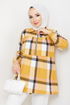 Zippered Plaid Tunic Mustard EFS193 - Thumbnail